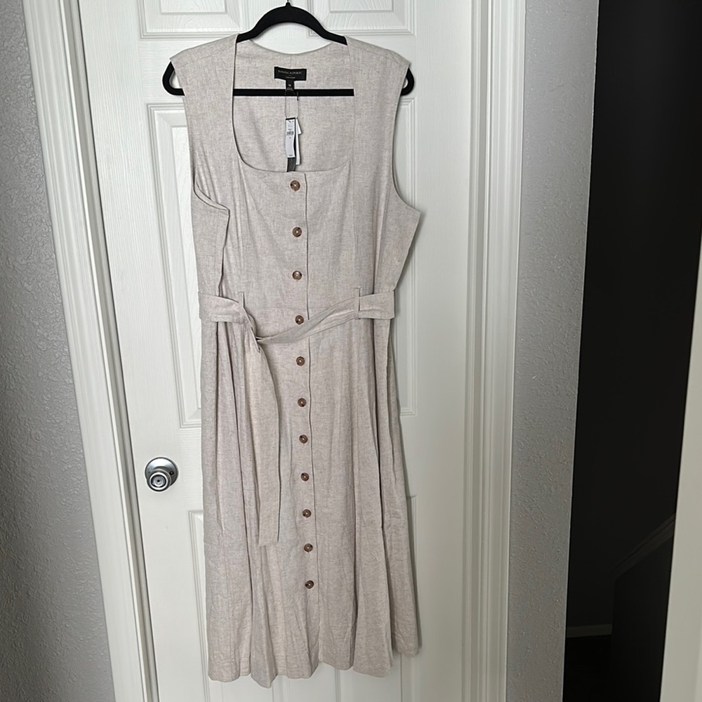 NWT! Banana Republic Tan Sleeveless Tie Front Midi Dress